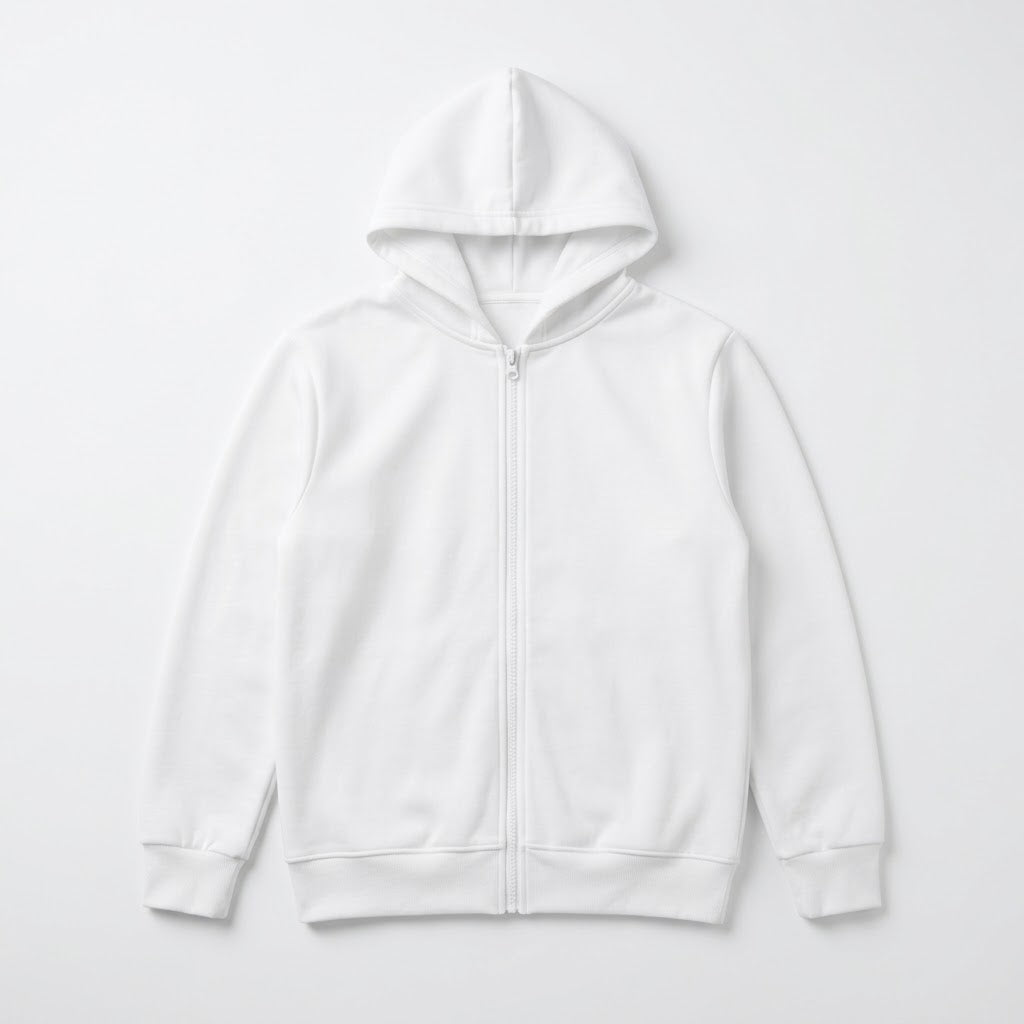 Hanorac unisex cu glugă și fermoar, culoare ivory (alb lăptos), 100% bumbac cu interior flaușat – UNITON